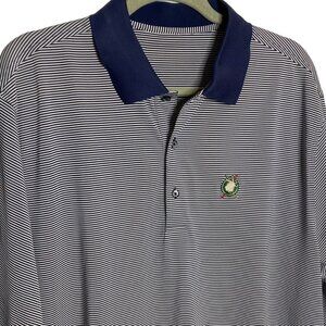 Red Stick Golf Polo Shirt Mens 2XL Native Indian Seminole Navy Blue Stripe  READ